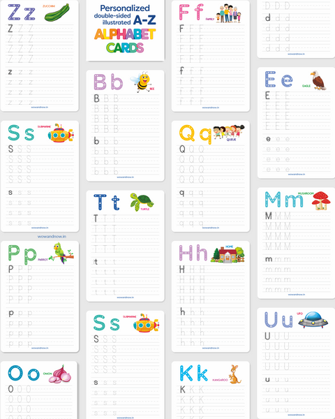 Load image into Gallery viewer, Personalized A-Z letters of the Alphabet with 12 ACTIVITY Flash Cards