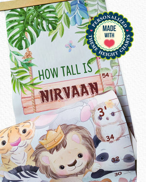 Personalized Peek-a-Boo Animal Safari Sensory Quiet Book + Personalized Height Chart