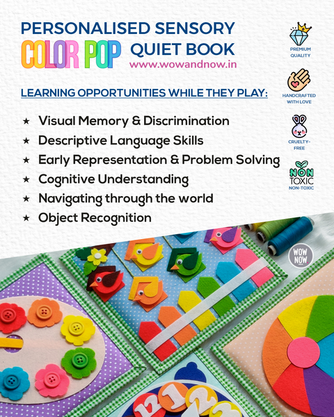 Load image into Gallery viewer, Personalized Montessori Sensory Busy Activity Book for Toddlers | Quiet Book with Colors, Shapes, Learning Numbers & Counting