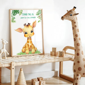 Set of 6 Watercolor Baby Safari Animals Nursery Decor Wall Art Prints | Jungle Animals Kids Room Wall Art Prints (Unframed)