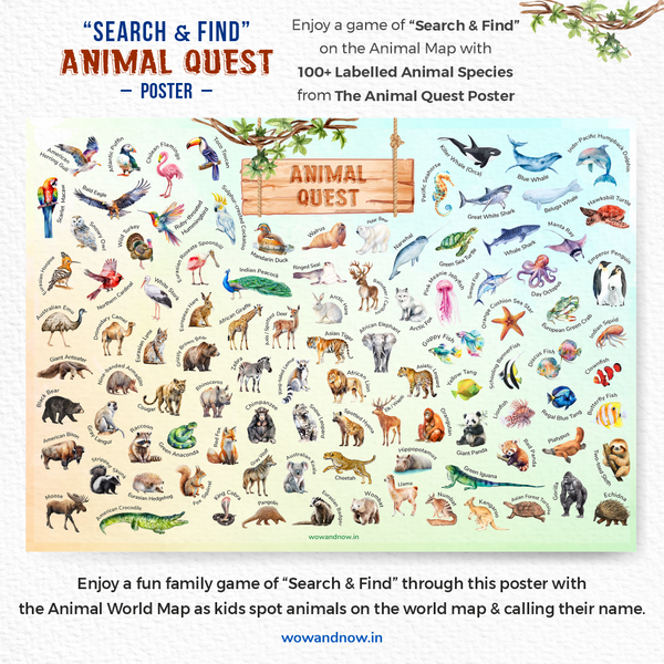 Load image into Gallery viewer, Personalized Animal World Map Wall Art with The Animal Quest Poster