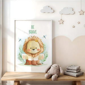 Set of 3 - Watercolor Jungle Safari Animals Nursery Wall Art Prints with Positive Affirmations (Framed)