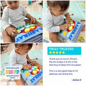 Personalized Montessori Sensory Busy Activity Book for Toddlers | Quiet Book with Colors, Shapes, Learning Numbers & Counting