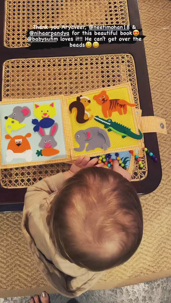 Load and play video in Gallery viewer, Personalized Animal Safari Sensory Quiet Book (Jerry - The Giraffe) - Montessori Toys

