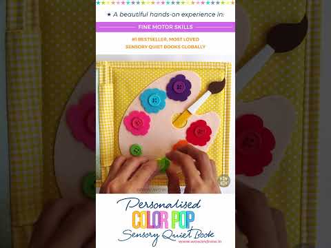 Load and play video in Gallery viewer, Personalized Montessori Sensory Busy Activity Book for Toddlers | Quiet Book with Colors, Shapes, Learning Numbers & Counting