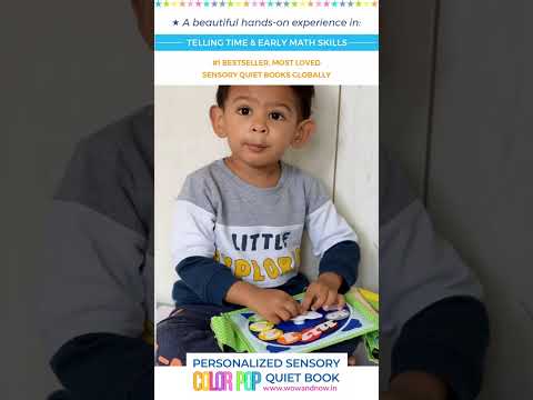 Load and play video in Gallery viewer, Personalized Montessori Sensory Busy Activity Book for Toddlers | Quiet Book with Colors, Shapes, Learning Numbers & Counting