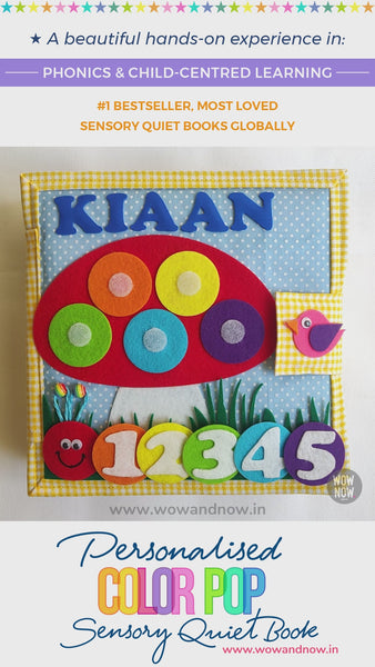 Load and play video in Gallery viewer, Personalized Color Pop Sensory Quiet Book + FRAMED - Set of 6 Watercolor Nursery Animals Safari Prints