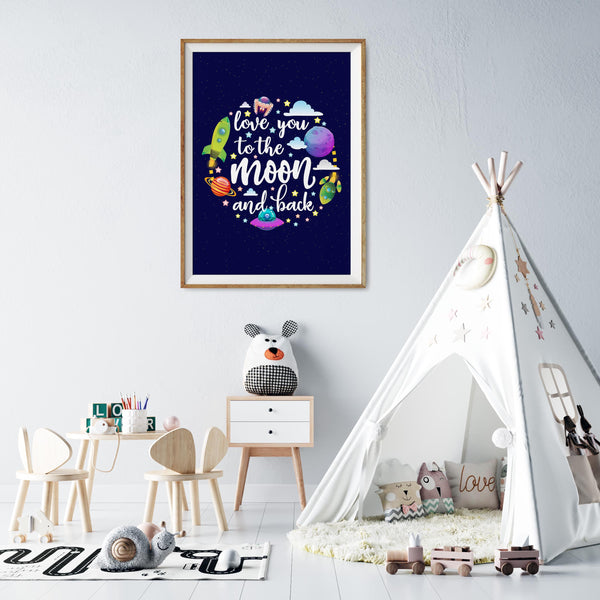 Load image into Gallery viewer, I Love You to The Moon and Back Space Print - (Unframed)