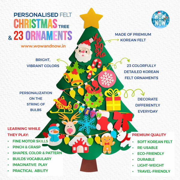 Load image into Gallery viewer, Personalized Peek-a-Boo Animal Safari Sensory Quiet Book + Personalized Felt Christmas Tree with 23 Colorful Ornaments