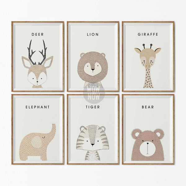 Load image into Gallery viewer, Set of 6 - Nursery Woodland Animals Prints (Unframed)