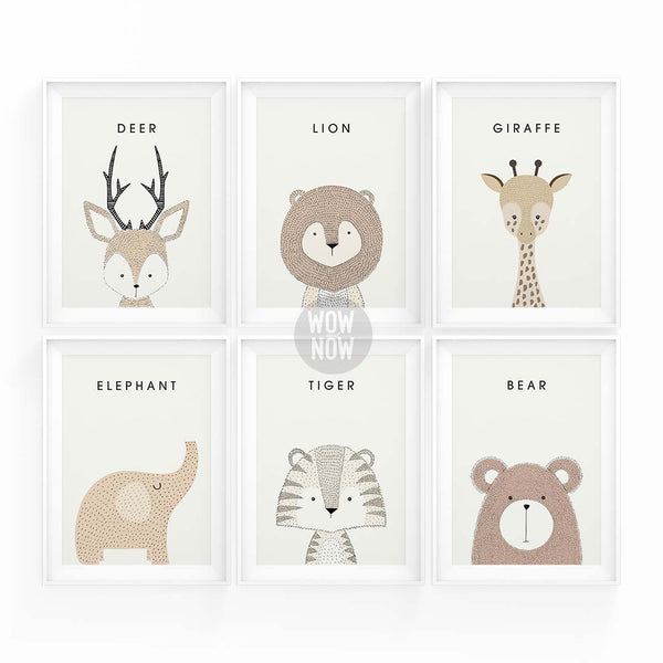 Load image into Gallery viewer, Set of 6 - Nursery Woodland Animals Prints (Unframed)