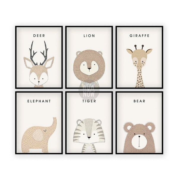 Load image into Gallery viewer, Set of 6 - Nursery Woodland Animals Prints (Unframed)