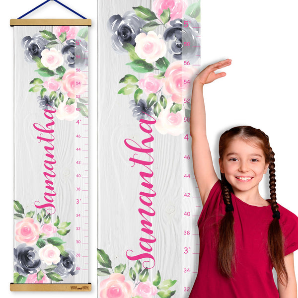 Load image into Gallery viewer, Floral - Personalized Wall Growth Height Chart Tracker