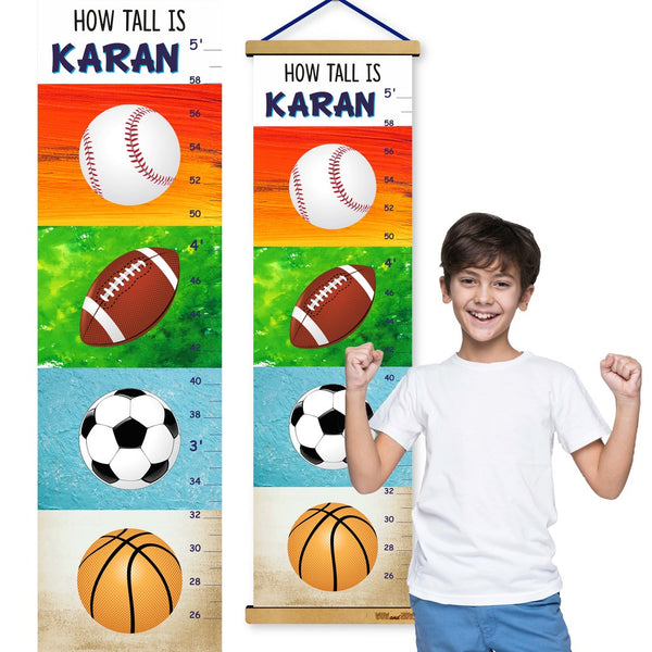 Load image into Gallery viewer, All Star Sports Balls - Personalized Wall Growth Height Chart Tracker