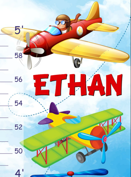 Load image into Gallery viewer, Air Transport - Name Personalized Wall Growth Height Chart Tracker
