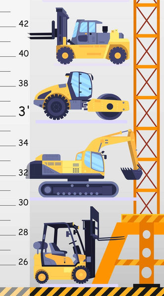 Load image into Gallery viewer, Construction Vehicles - Personalized Wall Growth Height Chart Tracker