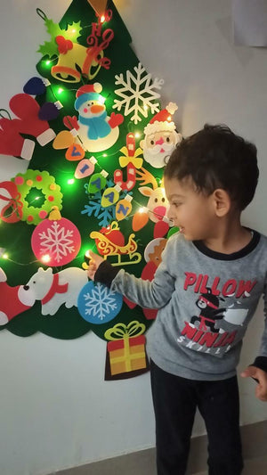 Safe reusable Christmas decor for kids with Velcro felt tree.