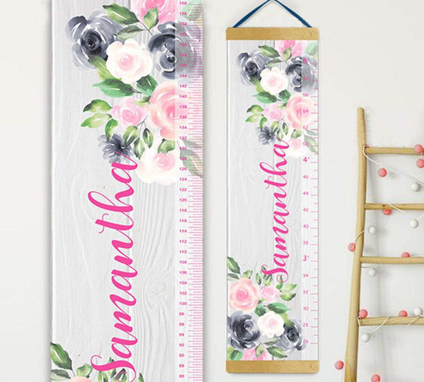 Load image into Gallery viewer, Floral - Personalized Wall Growth Height Chart Tracker