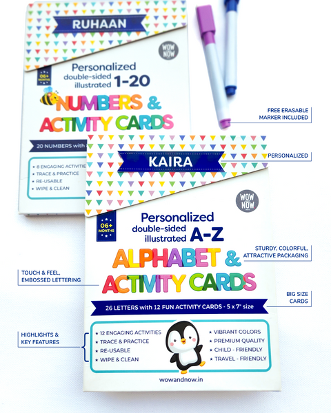 Load image into Gallery viewer, Personalized A-Z letters of the Alphabet with 12 ACTIVITY Flash Cards
