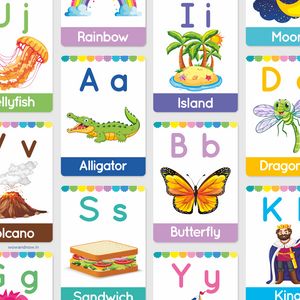 Personalized A-Z letters of the Alphabet with 12 Activity Flash Cards