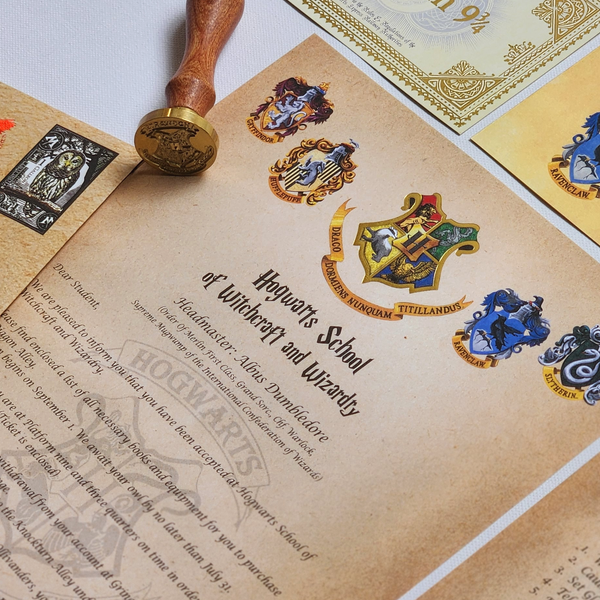 Load image into Gallery viewer, Personalised Harry Potter Hogwarts Acceptance Letter with Hogwarts School Ministry of Magic Wax Seal Stamp
