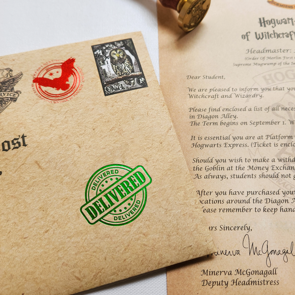 Load image into Gallery viewer, Personalised Harry Potter Hogwarts Acceptance Letter with Hogwarts School Ministry of Magic Wax Seal Stamp
