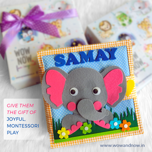 Personalized Peek-a-Boo Animal Safari Sensory Quiet Book + UNFRAMED - Set of 6 Watercolor Nursery Animals Safari Prints