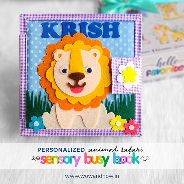 Load image into Gallery viewer, Personalized Peek-a-Boo Animal Safari Sensory Quiet Book + Personalized Height Chart
