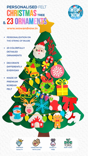 Load image into Gallery viewer, Personalized Wall Hanging Montessori DIY Felt Christmas Tree with 23 Colorful Felt Ornaments, Christmas Tree Gift Toddler
