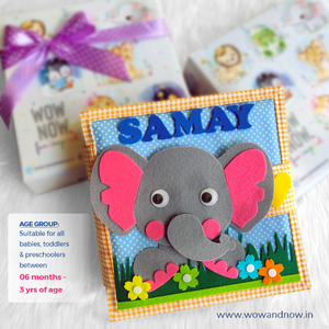 Personalized Peek-a-Boo Animal Safari Sensory Quiet Book + Personalized Felt Christmas Tree with 23 Colorful Ornaments