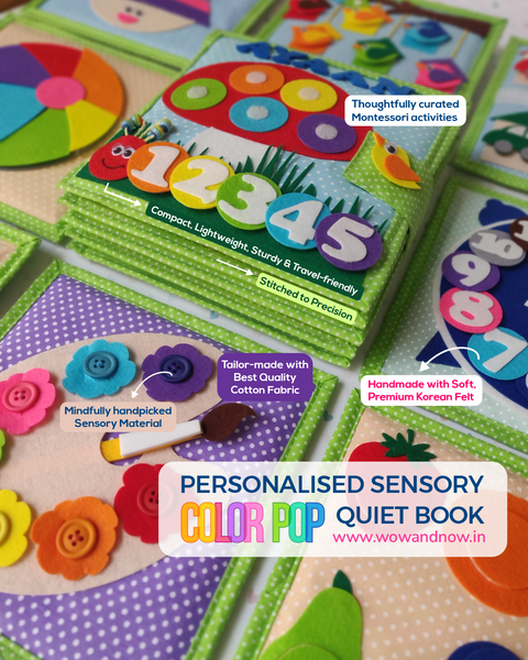 Load image into Gallery viewer, Personalized Color Pop Sensory Quiet Book + Personalized Height Chart
