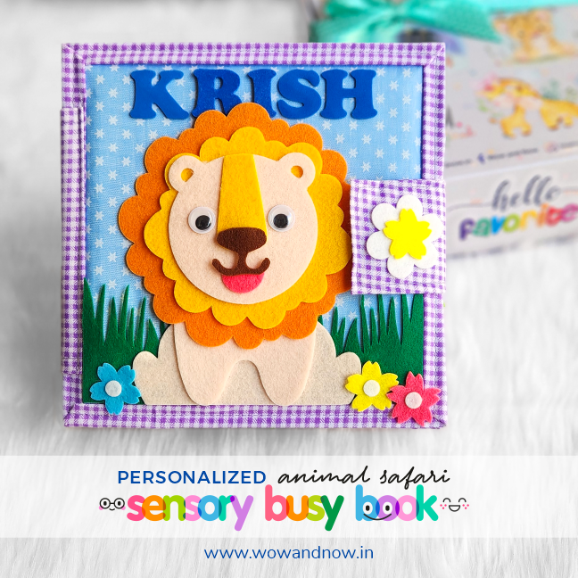 Personalized Sensory Quiet Book (Lion) - Montessori Baby, Toddler Toys