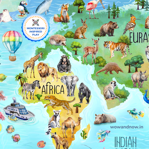 Personalized Animal World Map Wall Art with The Animal Quest Poster