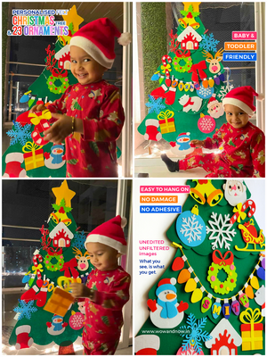 Personalized Wall Hanging Montessori DIY Felt Christmas Tree with 23 Colorful Felt Ornaments, Christmas Tree Gift Toddler