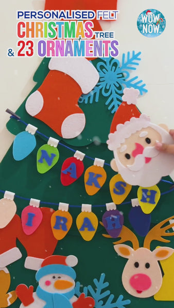 Load and play video in Gallery viewer, Toddler Christmas sensory play felt tree with Velcro ornaments.
