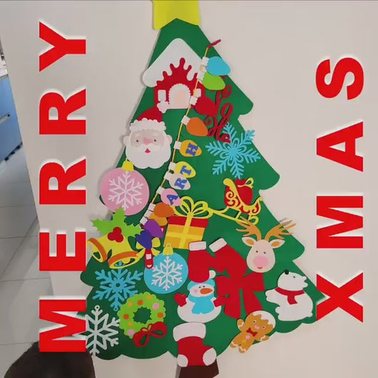 Reusable felt Christmas tree for kids to decorate year after year.