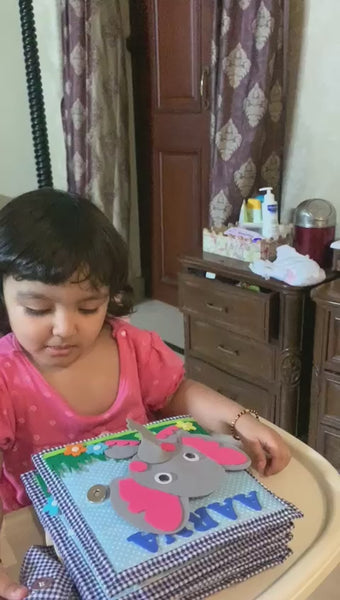 Load and play video in Gallery viewer, Personalized Animal Safari Sensory Quiet Book (Ollie - The Owl) - Montessori Toys
