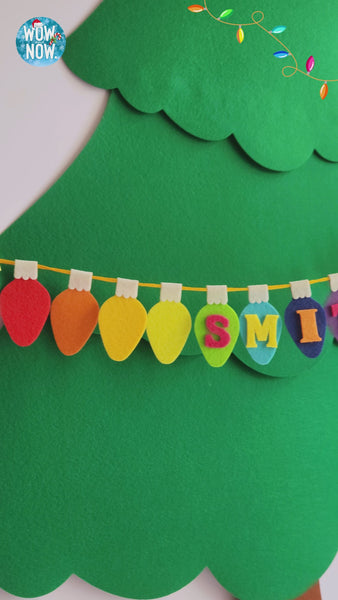Load and play video in Gallery viewer, Personalized Wall Hanging Montessori DIY Felt Christmas Tree with 23 Colorful Felt Ornaments, Christmas Tree Gift Toddler
