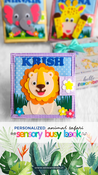 Load and play video in Gallery viewer, Personalized Sensory Quiet Book (Lion) - Montessori Baby, Toddler Toys
