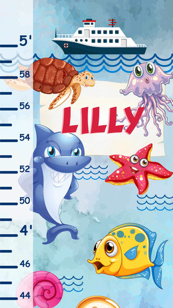 Load image into Gallery viewer, Under the Sea - Personalized Wall Growth Height Chart Tracker
