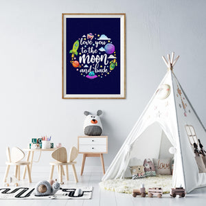 I Love You to The Moon and Back Space Print - (Unframed)