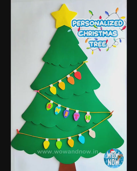 Load and play video in Gallery viewer, Personalized Peek-a-Boo Animal Safari Sensory Quiet Book + Personalized Felt Christmas Tree with 23 Colorful Ornaments
