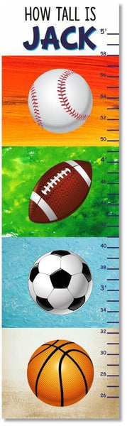 Load image into Gallery viewer, All Star Sports Balls - Personalized Wall Growth Height Chart Tracker
