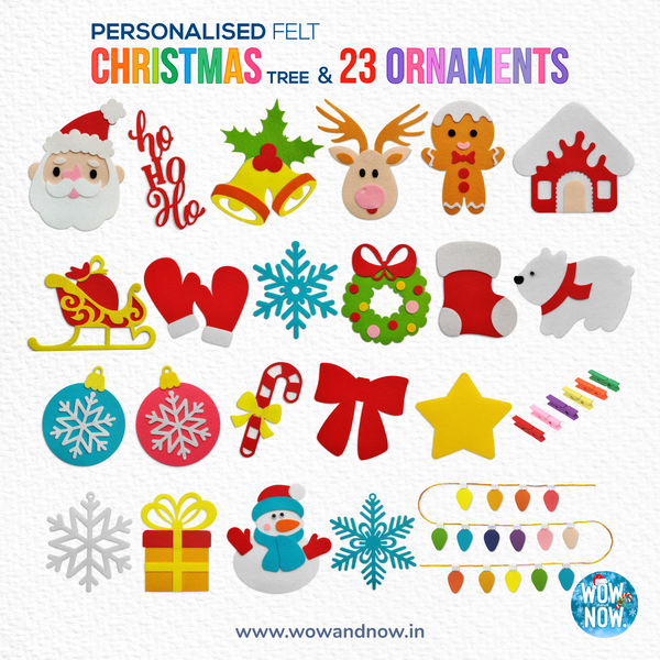 Load image into Gallery viewer, Personalized Wall Hanging Montessori DIY Felt Christmas Tree with 23 Colorful Felt Ornaments, Christmas Tree Gift Toddler
