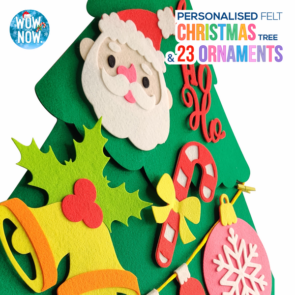 Load image into Gallery viewer, Personalized Peek-a-Boo Animal Safari Sensory Quiet Book + Personalized Felt Christmas Tree with 23 Colorful Ornaments
