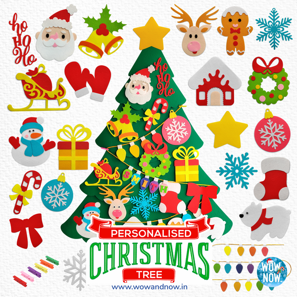 Load image into Gallery viewer, Personalized Wall Hanging Montessori DIY Felt Christmas Tree with 23 Colorful Felt Ornaments, Christmas Tree Gift Toddler
