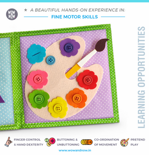 Personalized Color Pop Sensory Quiet Book + UNFRAMED - Set of 4 Watercolor Nursery Animal Safari Prints