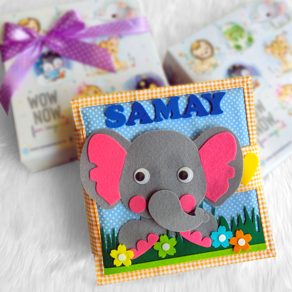 Load image into Gallery viewer, Personalized Animal Safari Sensory Quiet Book (Bailey - The Elephant) - Montessori Toys
