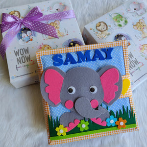 Personalized Peek-a-Boo Animal Sensory Quiet Book + FRAMED - Set of 3 Watercolor Nursery Animals Safari Prints