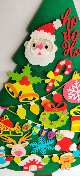 Load image into Gallery viewer, Personalized Wall Hanging Montessori DIY Felt Christmas Tree with 23 Colorful Felt Ornaments, Christmas Tree Gift Toddler
